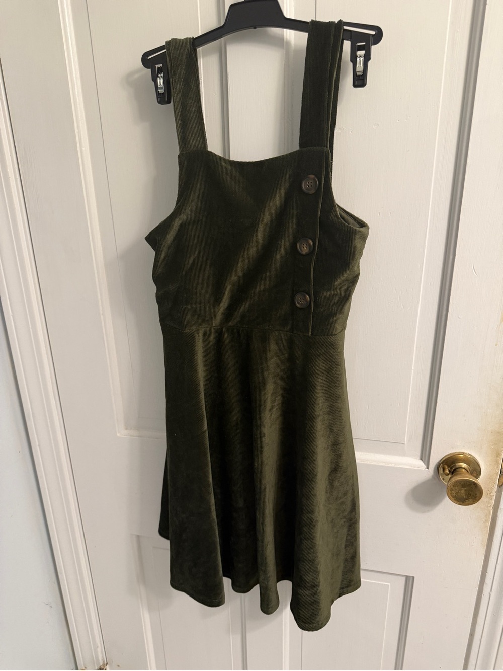 Knitworks Olive Green Pinafore Dress with Side Buttons